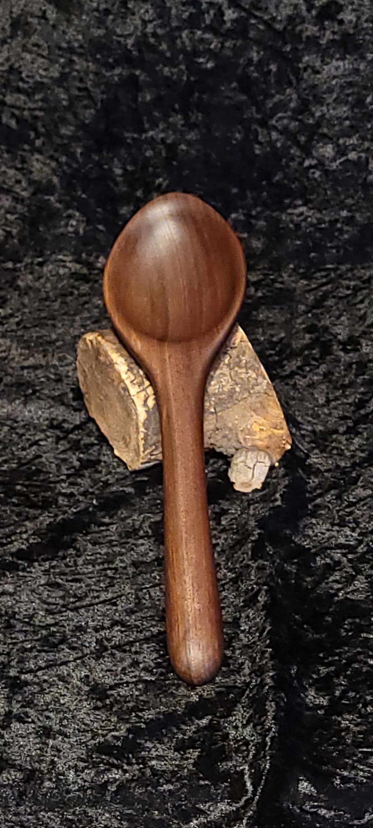 Walnut wood spoon handle end view