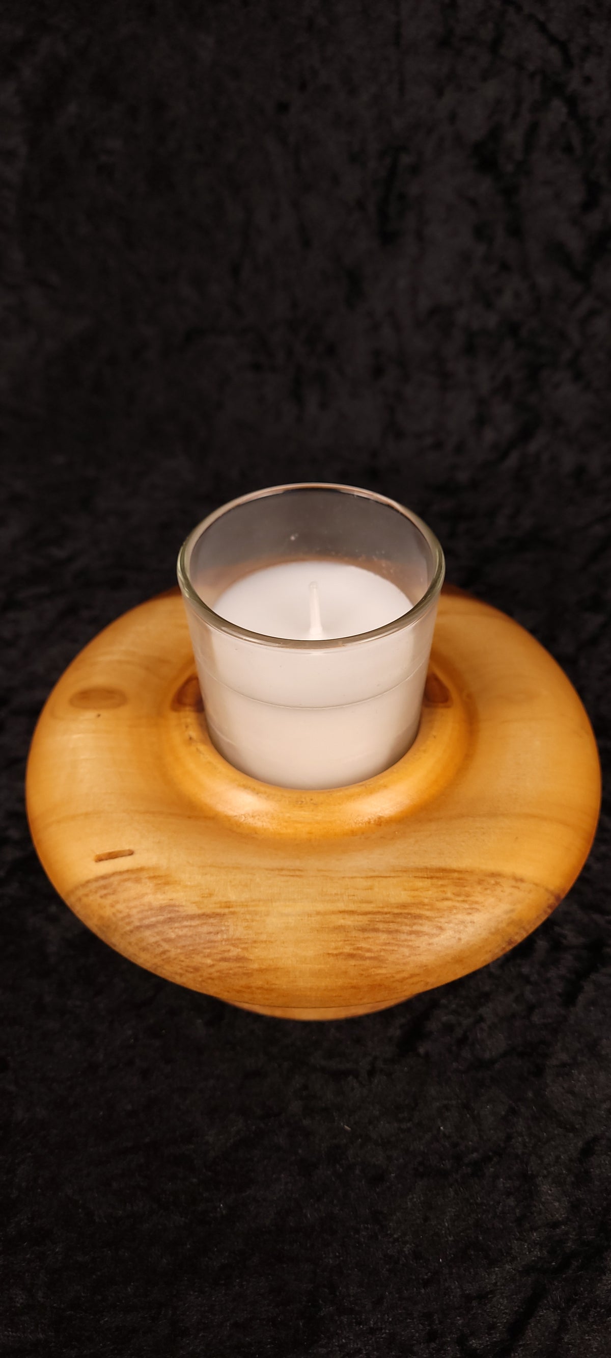 Base detail of handcrafted Colorado Aspen candle holder No. 3