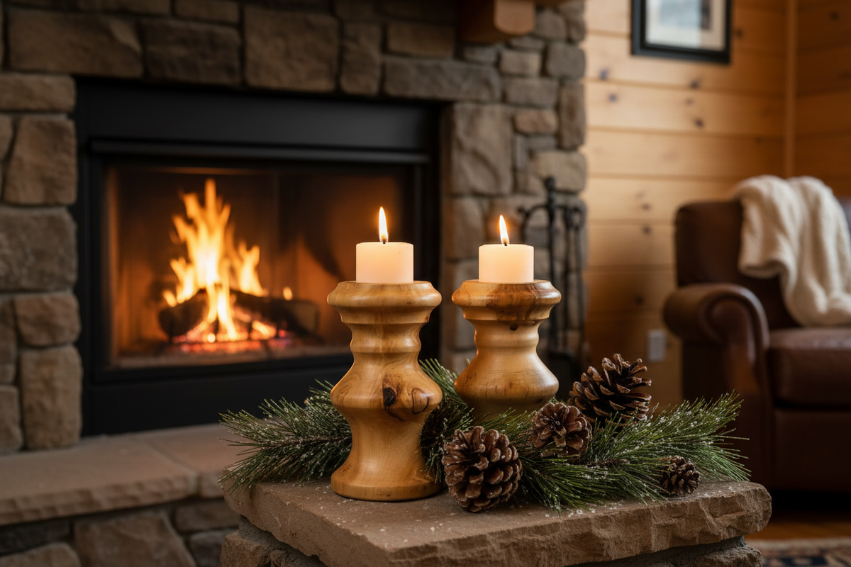 Cabin mantle with actual holders