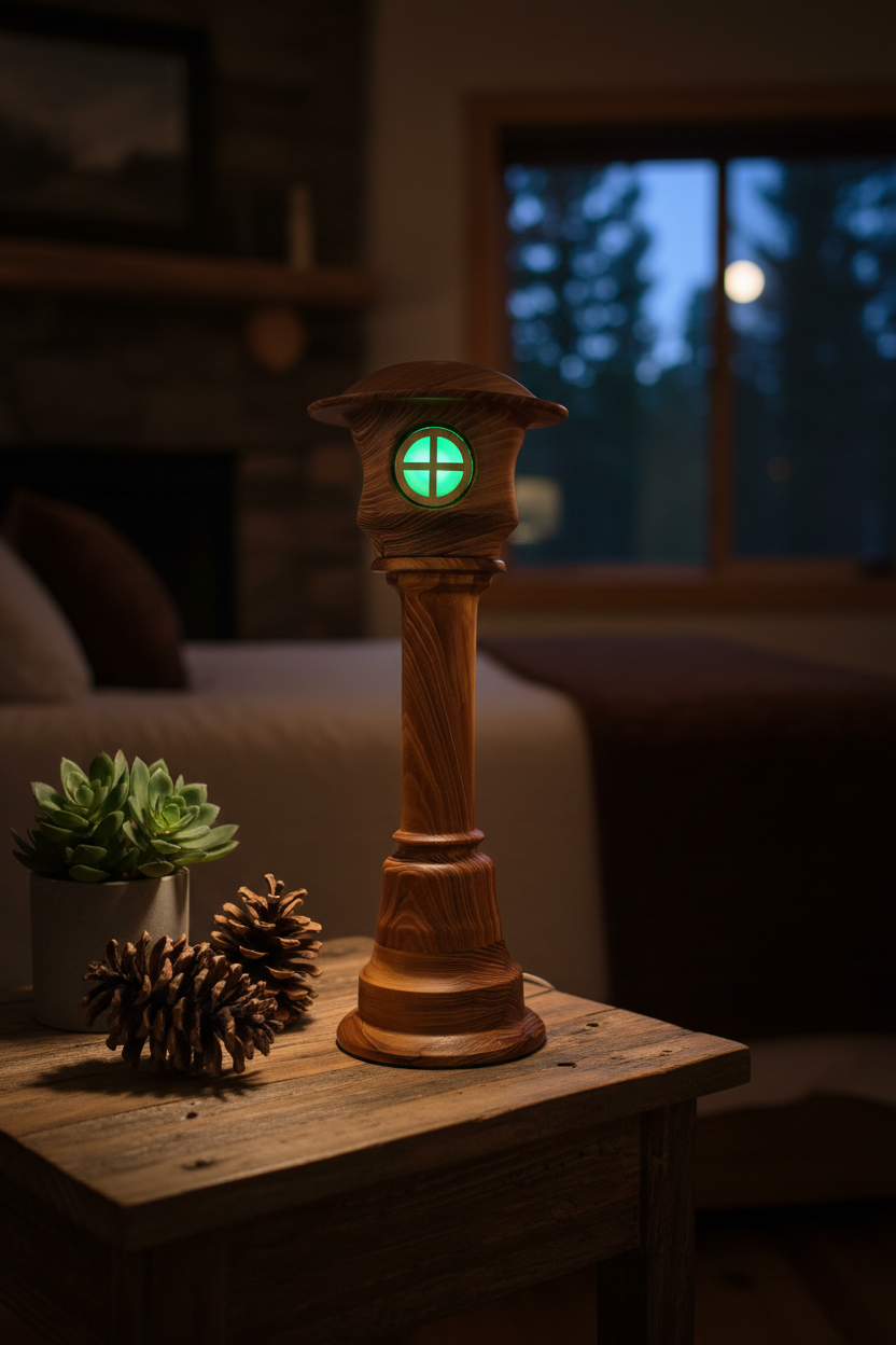 Elm fairy tower lamp nightstand soft green
