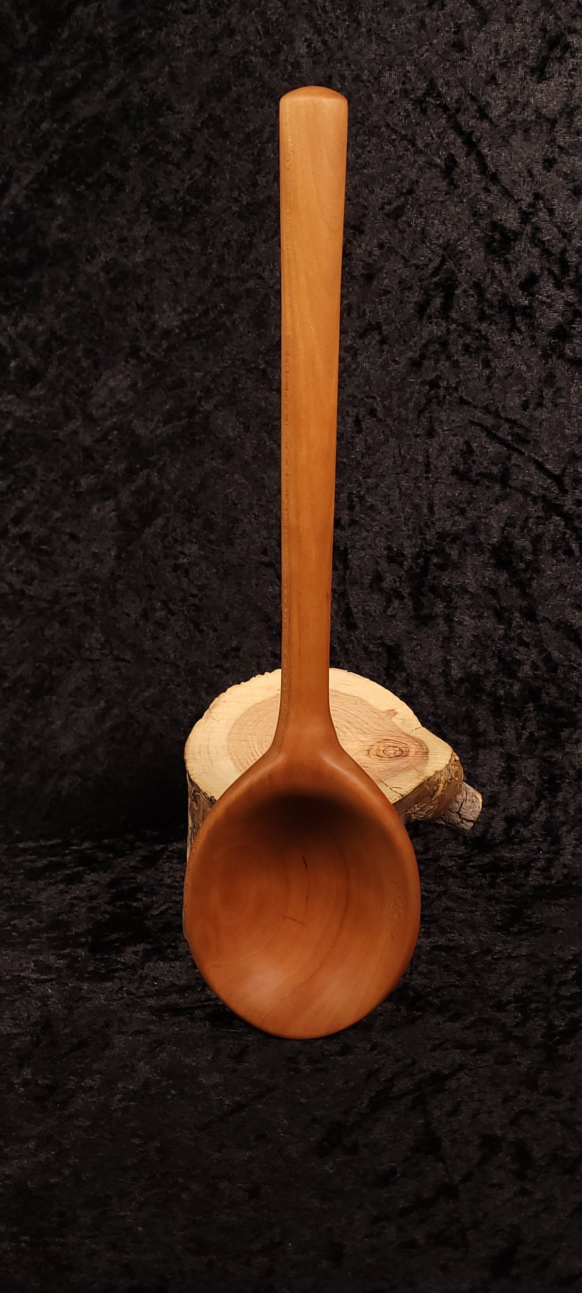 Cherry wood spatula back view showing grain