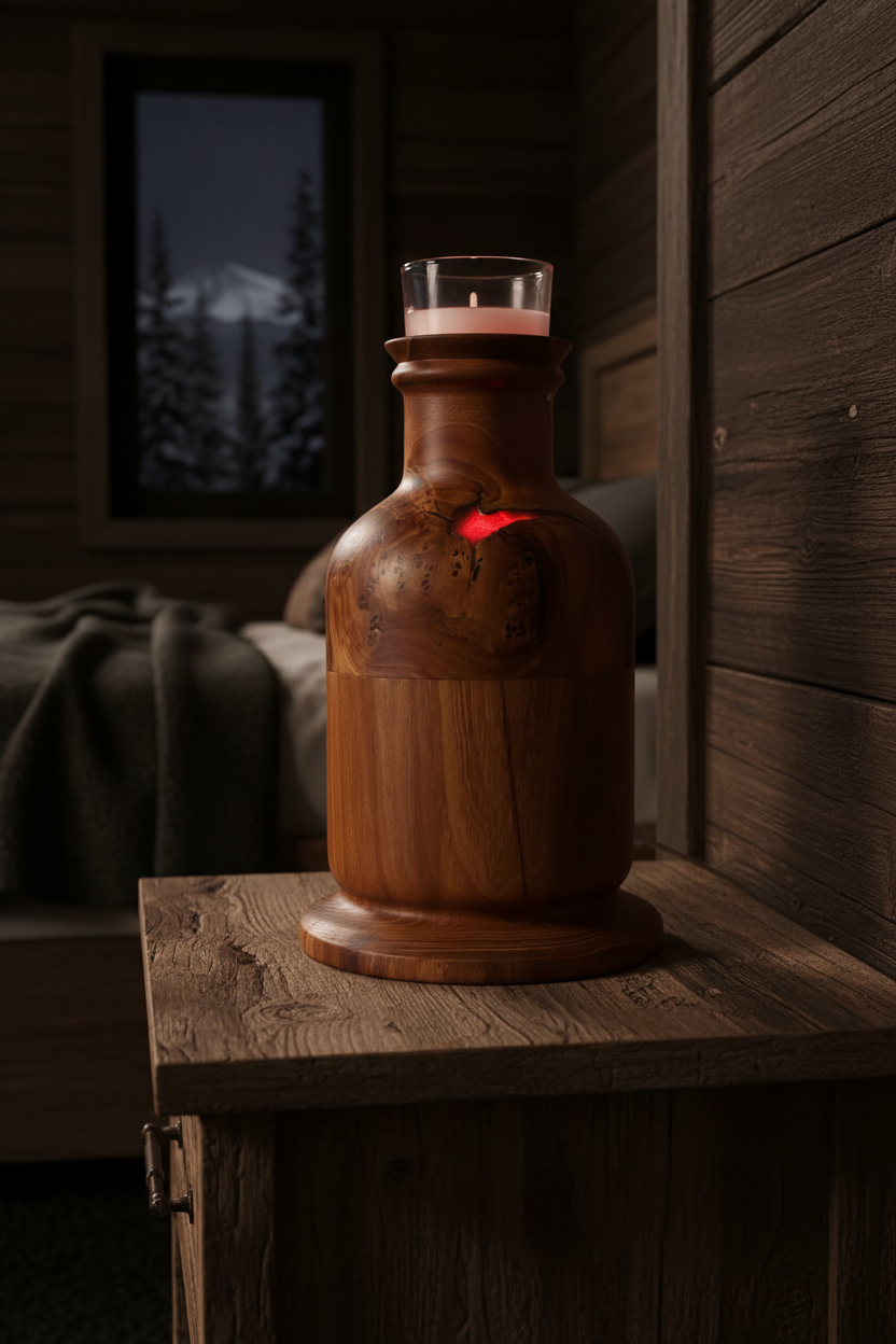 Elm Candle Lamp - Red Glow Tall