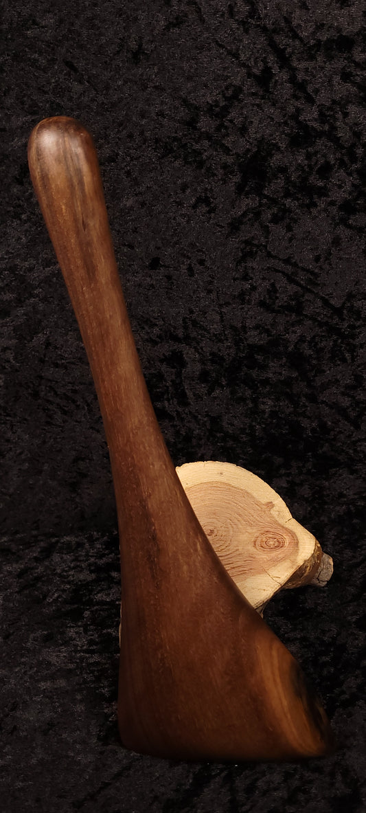 Handcrafted walnut ladle spoon - side view