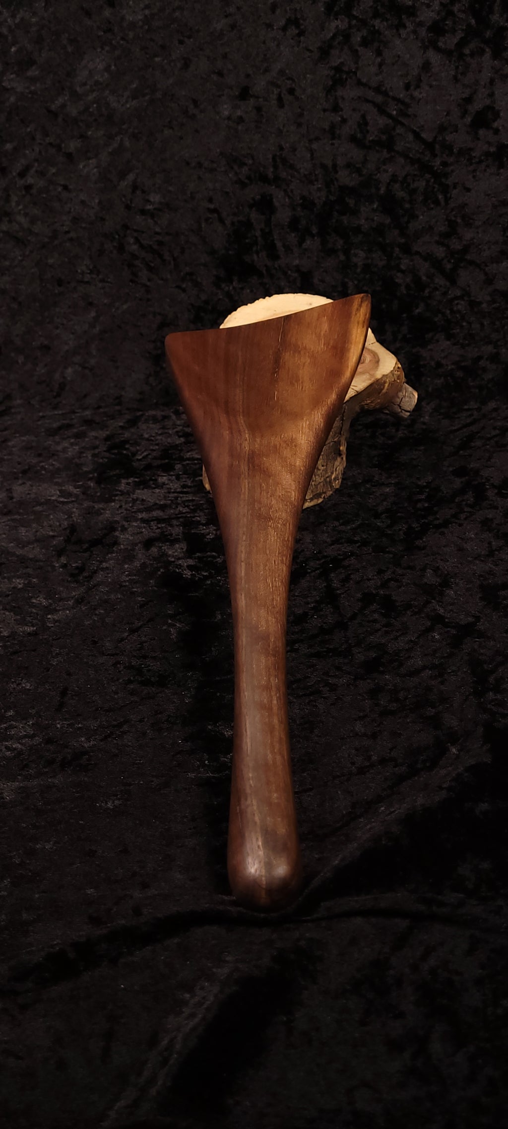 Handcrafted walnut ladle spoon - back view