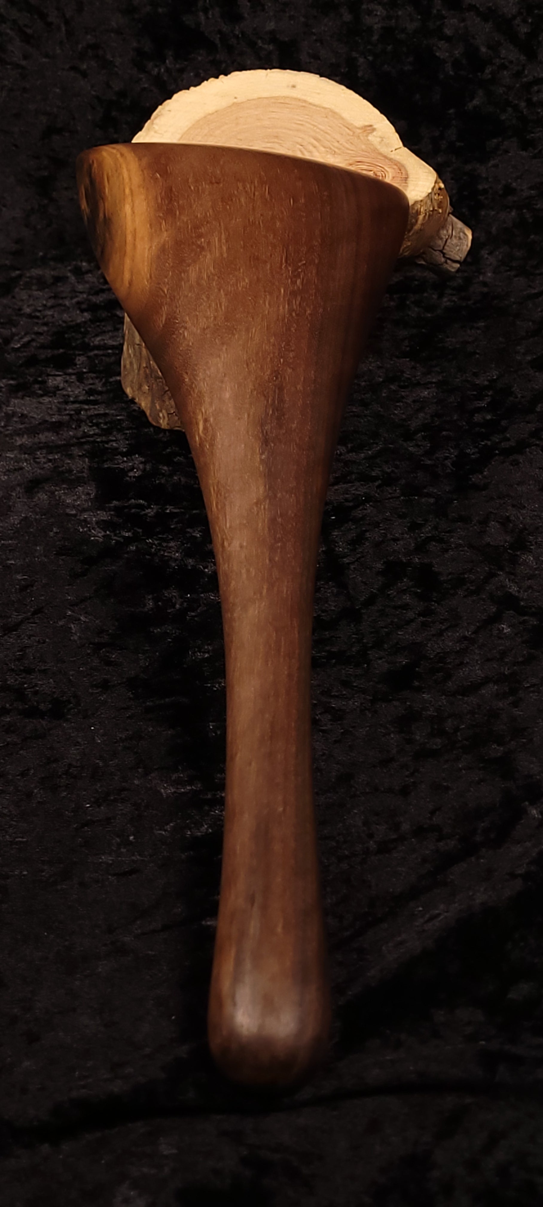 Handcrafted walnut ladle spoon - angled view