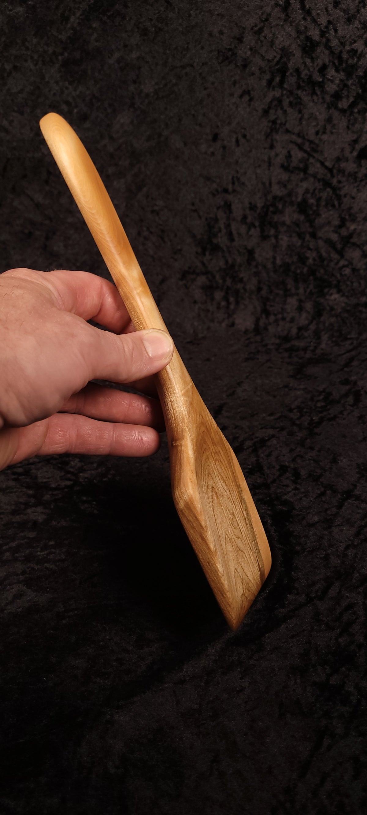 Curly maple deep bowl spoon front view