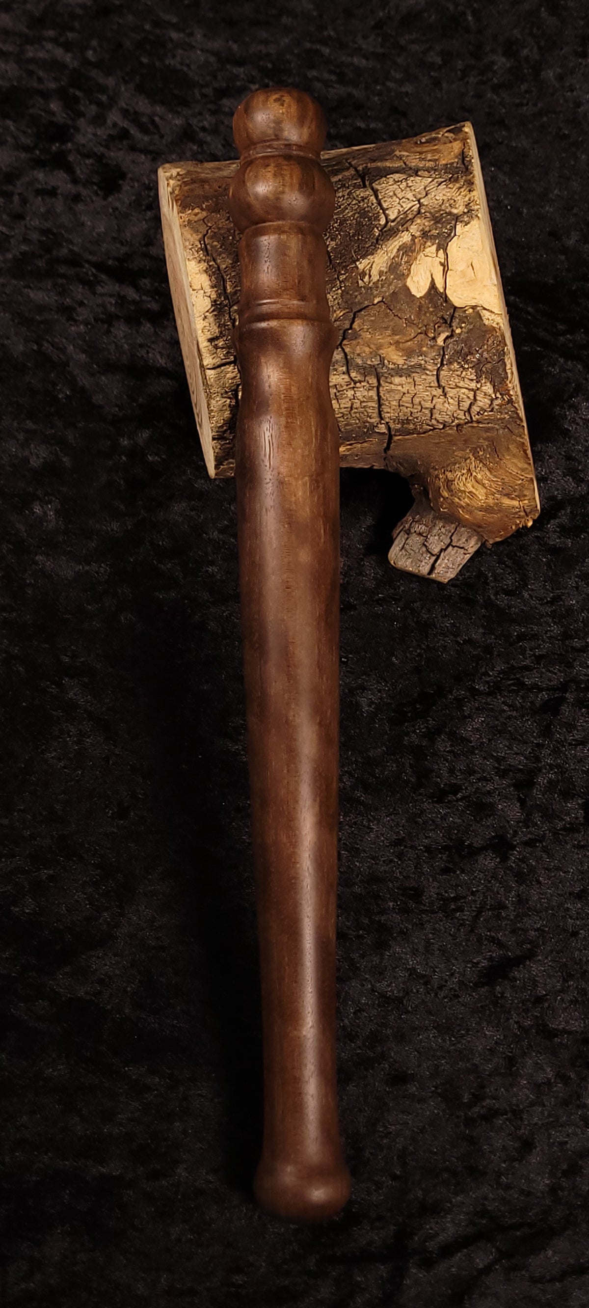 Walnut spurtle with spalted head angled view