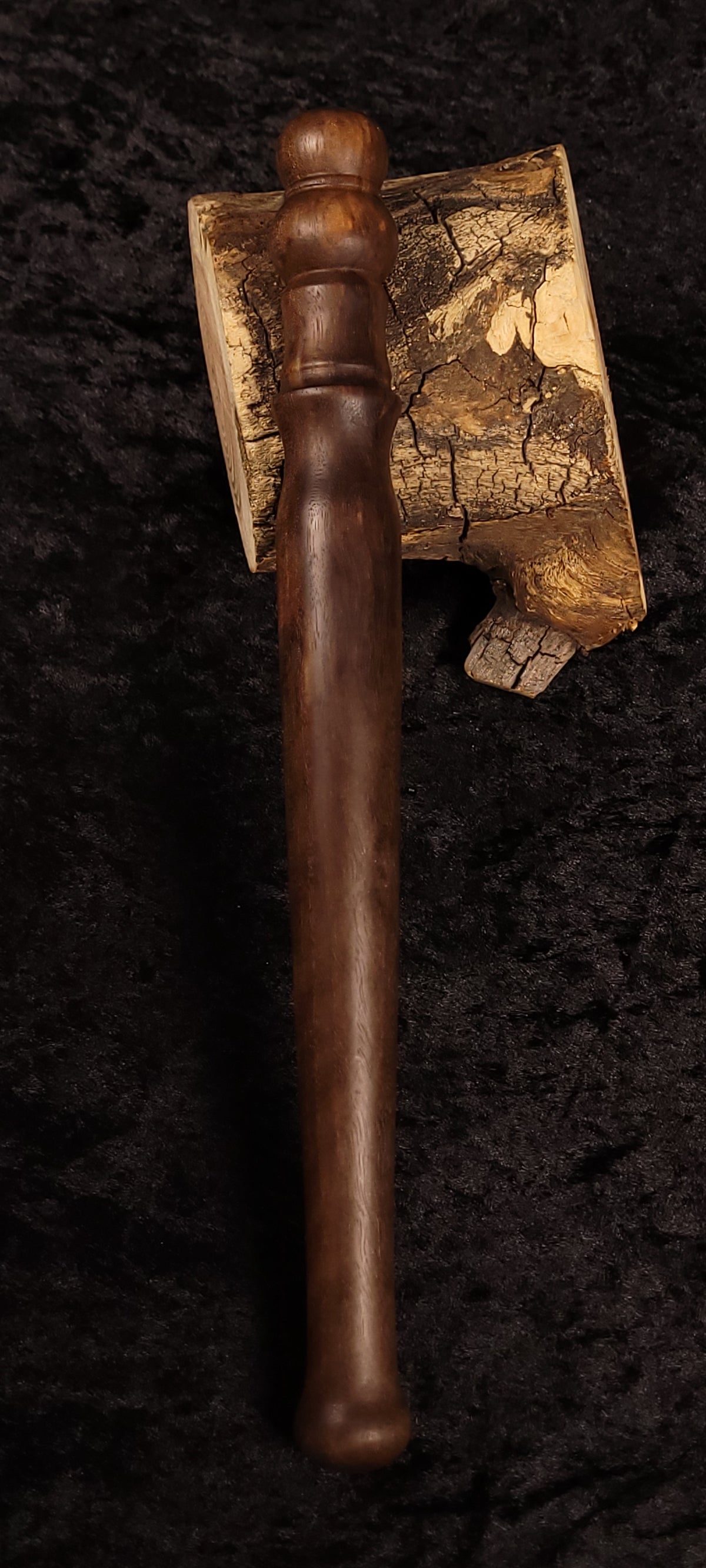 Walnut spurtle side view showing spalted grain