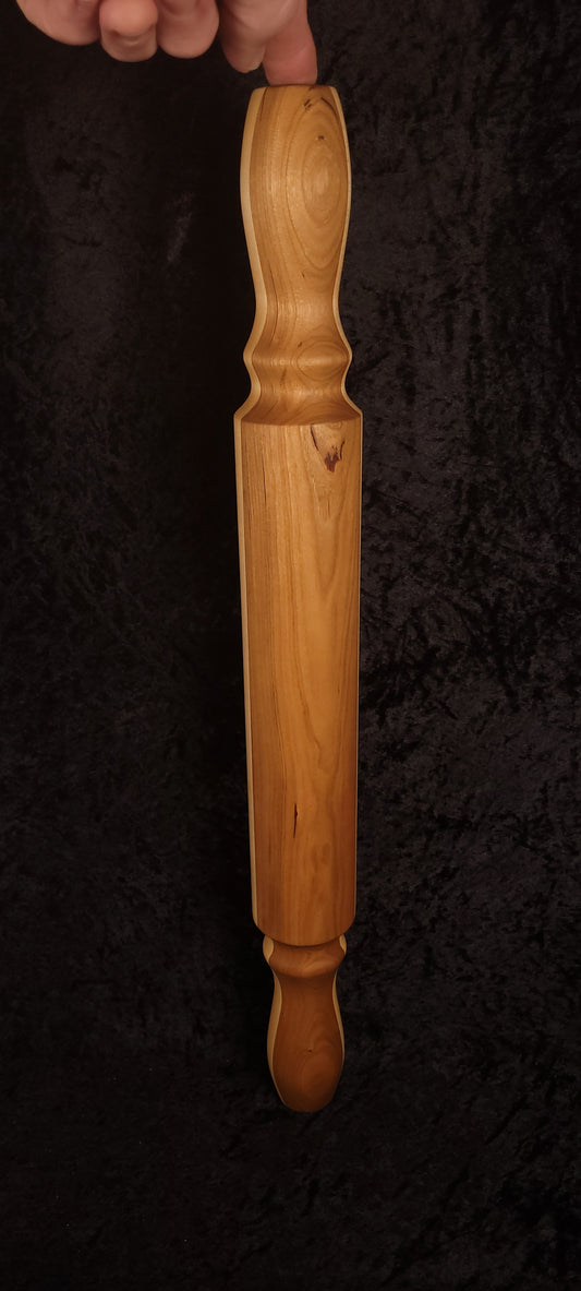 Cherry maple rolling pin full length, light background