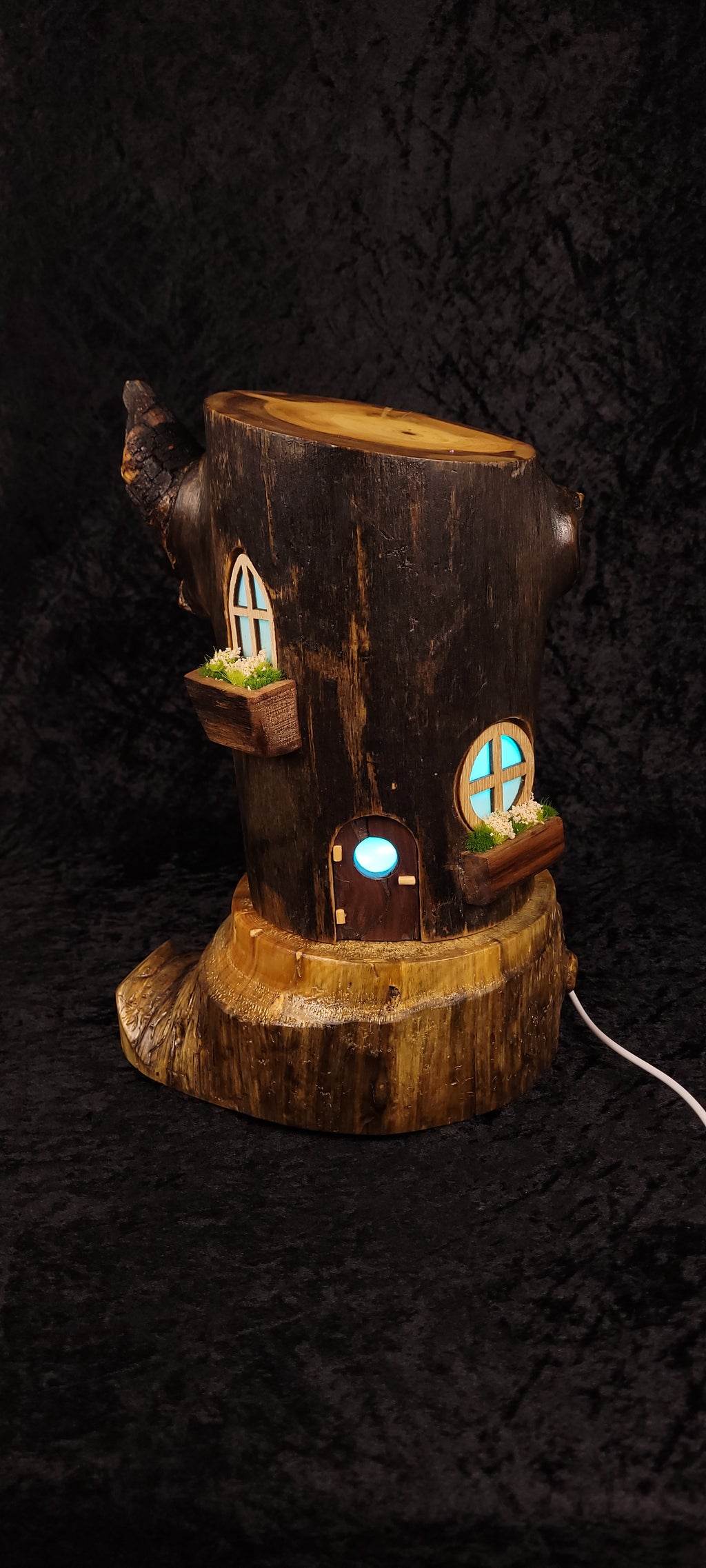 Fairy House Stump Lamp – Piñon Base, Aspen Body