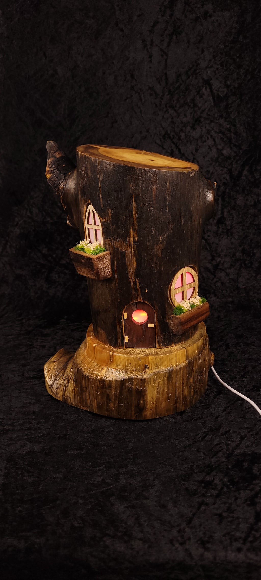 Fairy House Stump Lamp – Piñon Base, Aspen Body