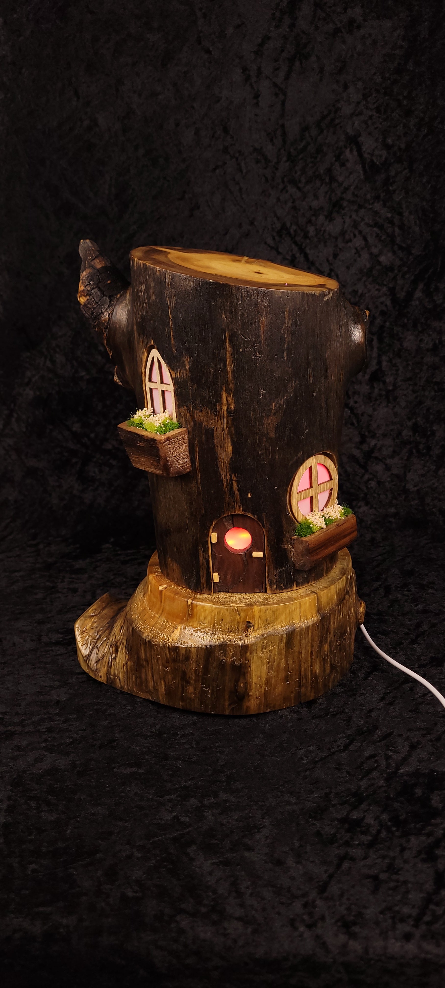Fairy House Stump Lamp – Piñon Base, Aspen Body
