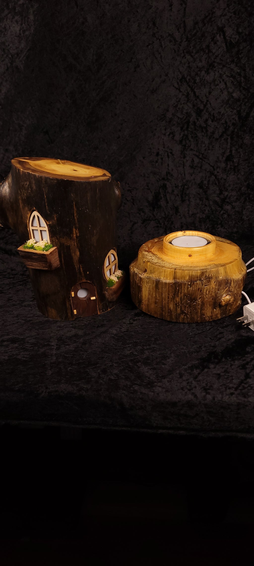 Fairy House Stump Lamp – Piñon Base, Aspen Body