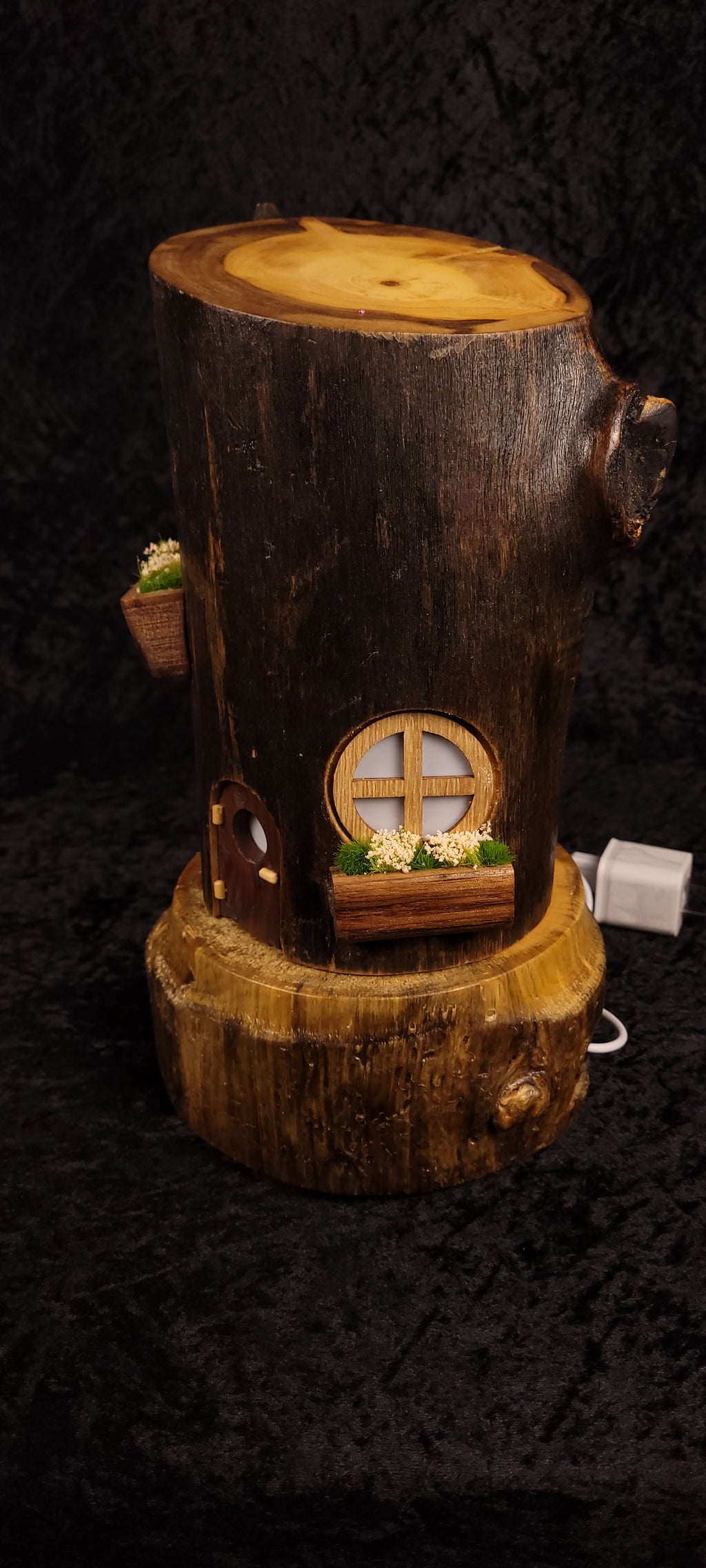 Fairy House Stump Lamp – Piñon Base, Aspen Body