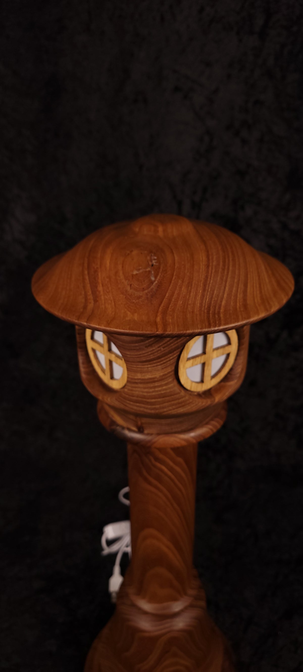 Hand-turned fairy tower lamp - full view unlit