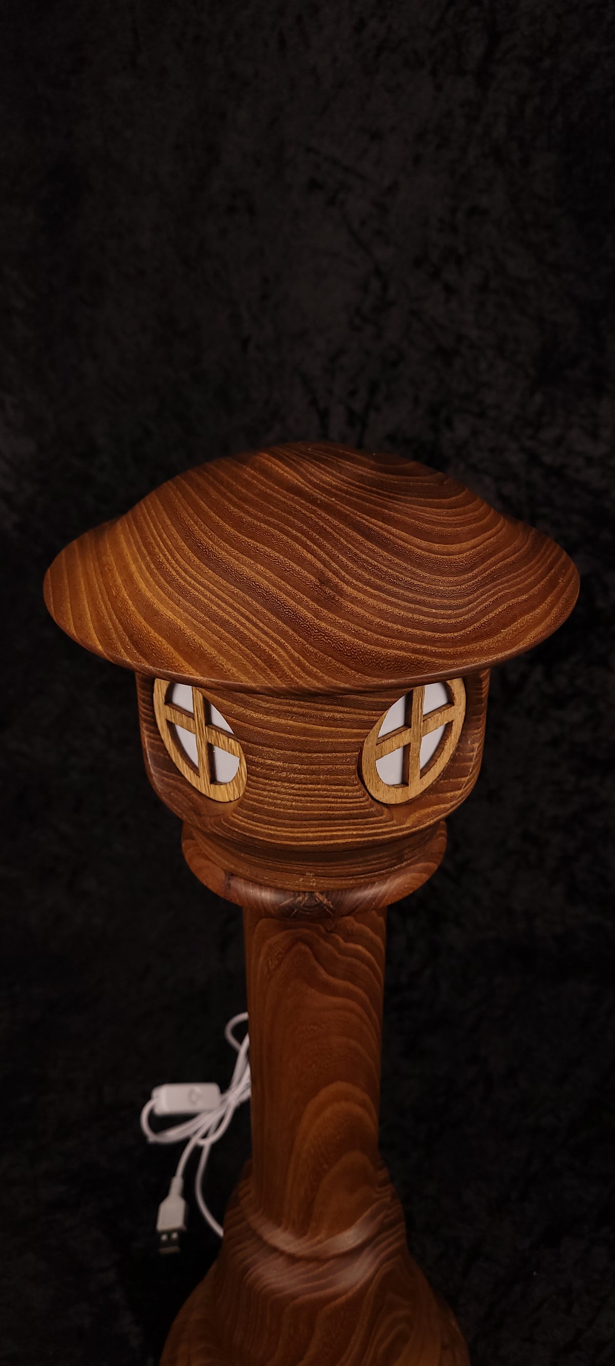 Hand-turned fairy tower lamp - additional angle