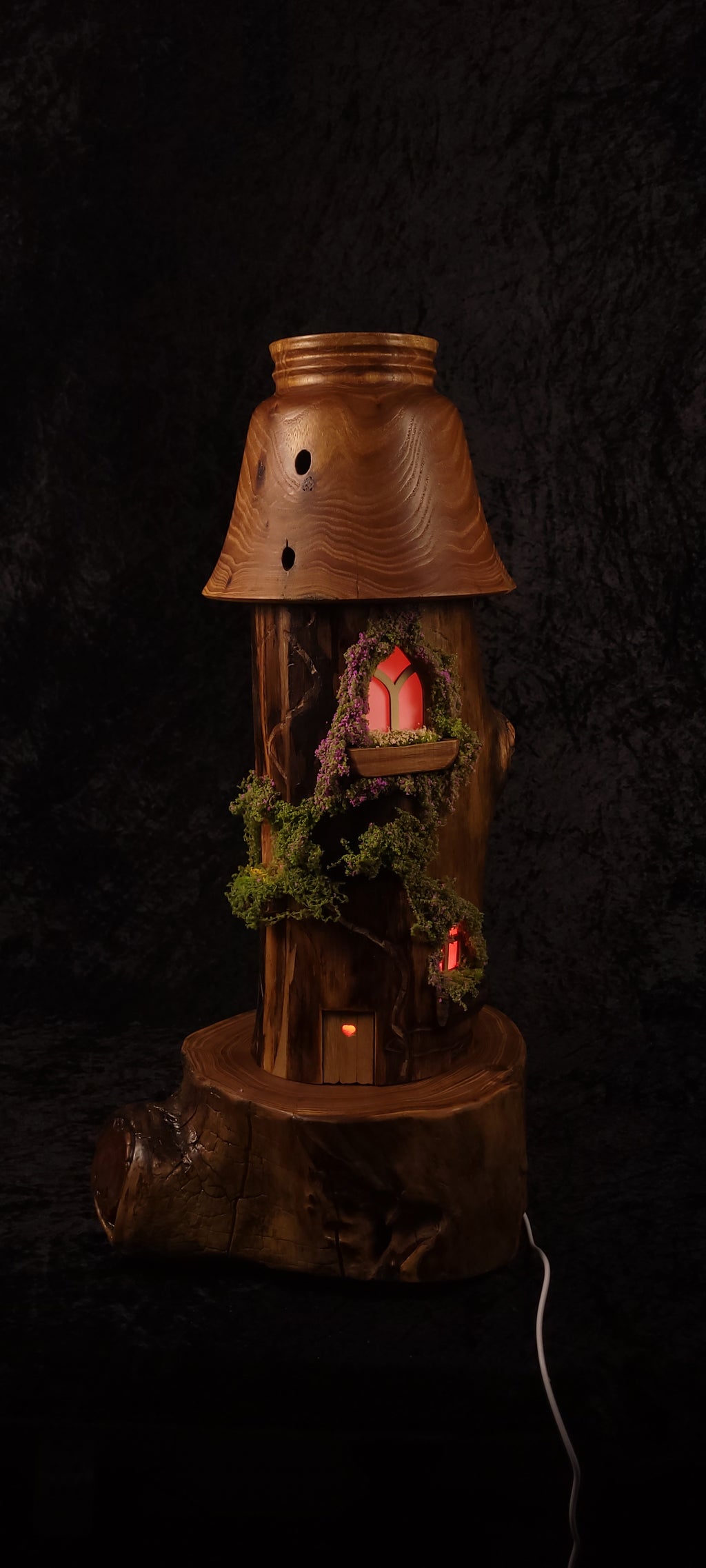 Fairy tower lamp unlit, front view showing full height