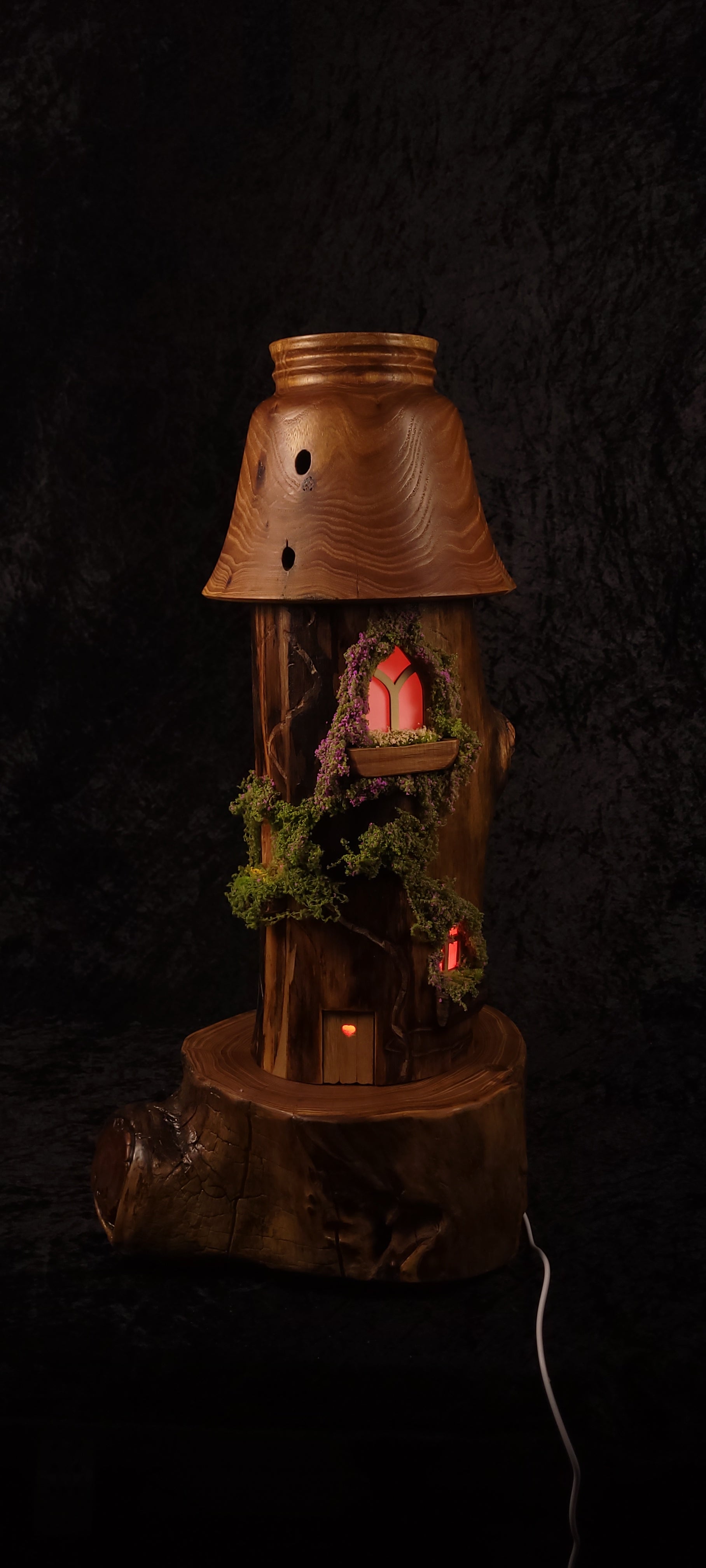 Fairy tower lamp unlit, front view showing full height