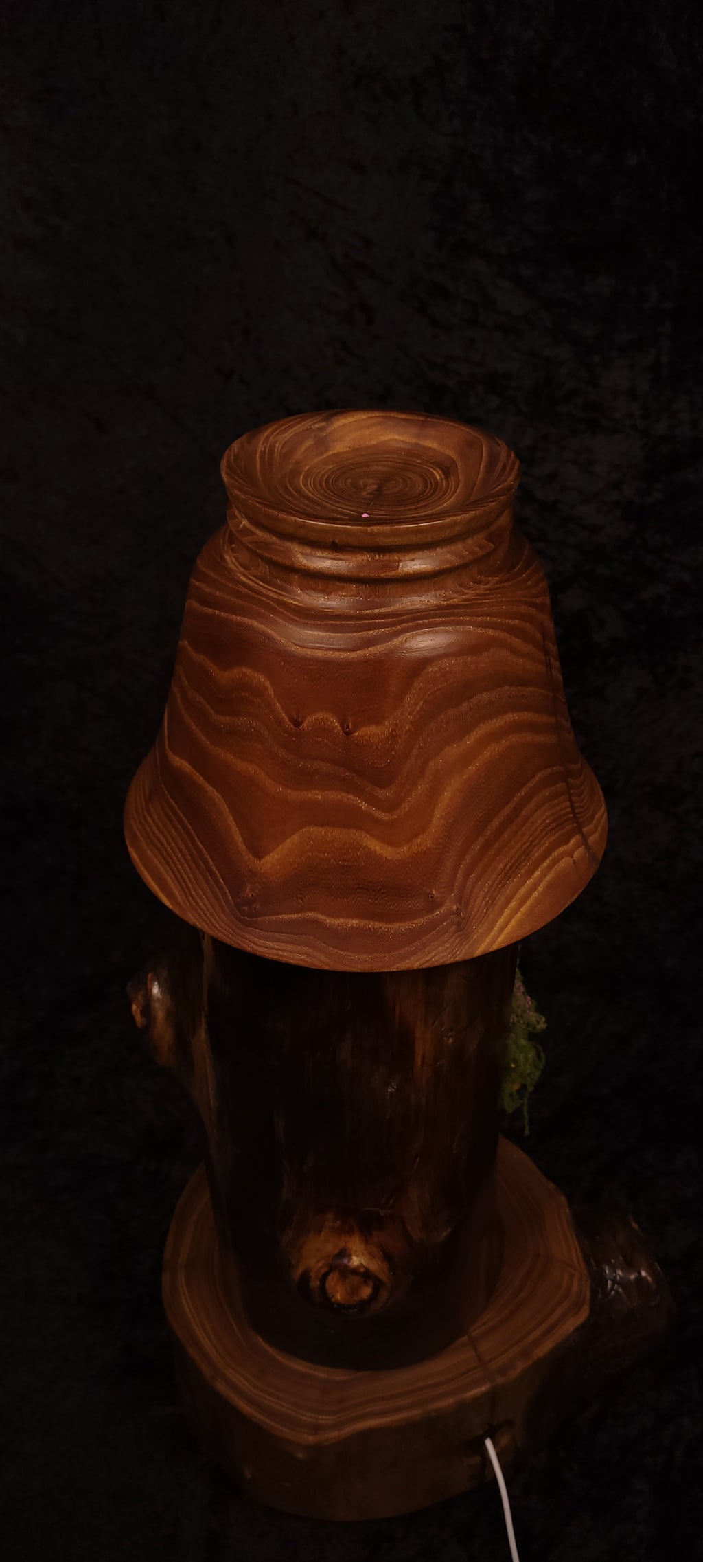 Fairy tower lamp top-down view of elm shade
