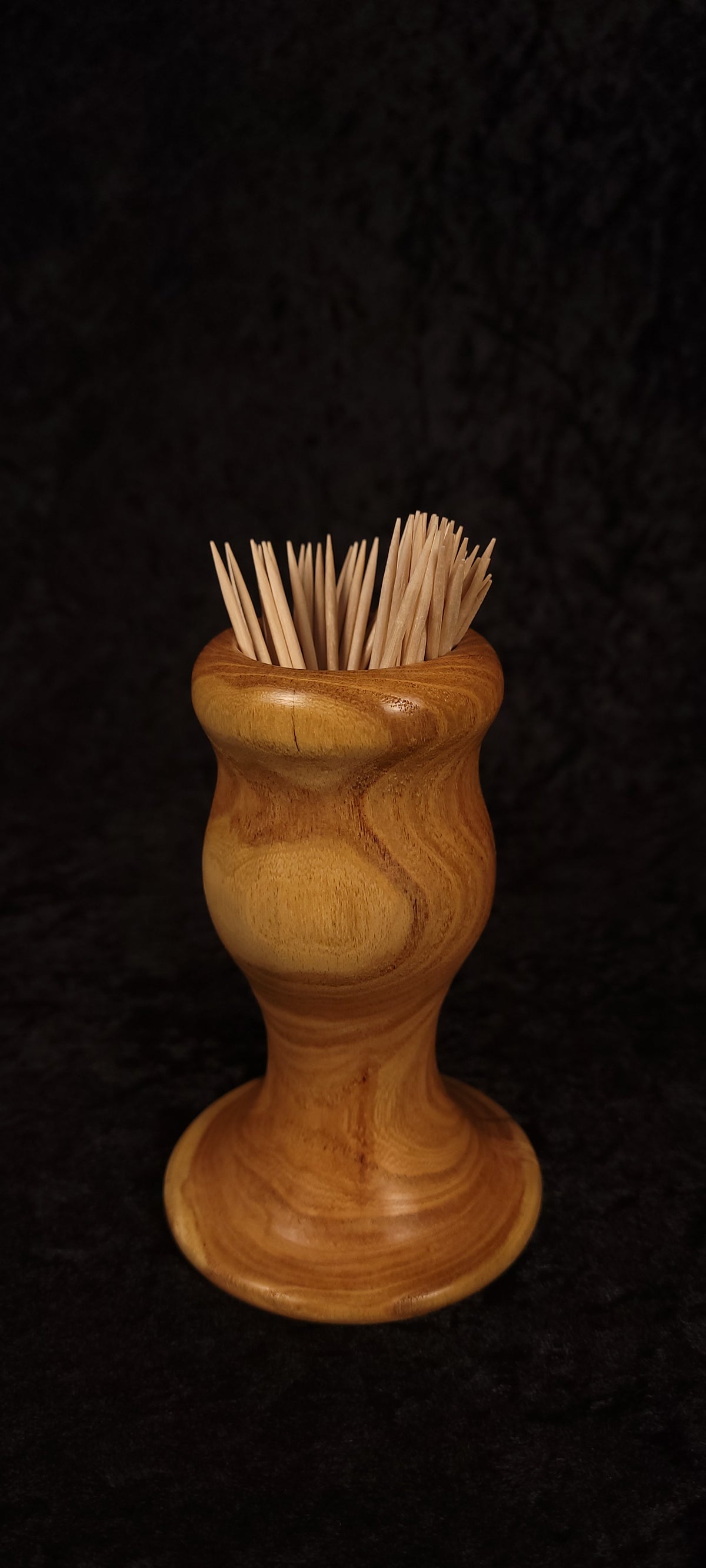 Locust wood toothpick holder, front view