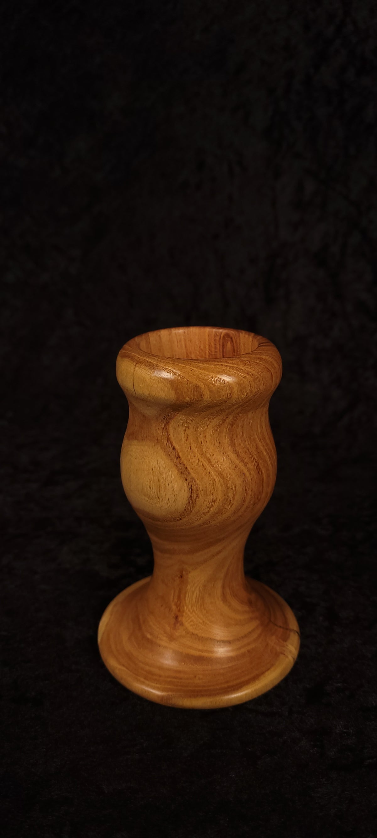 Locust wood toothpick holder, side view showing grain