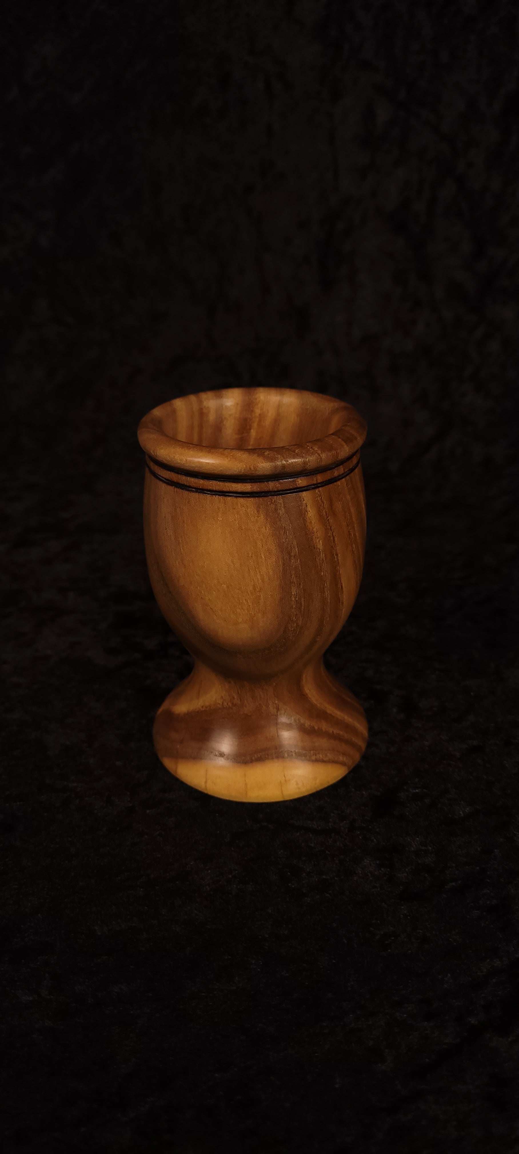 Elm wood toothpick holder alternate angle showing burn line detail