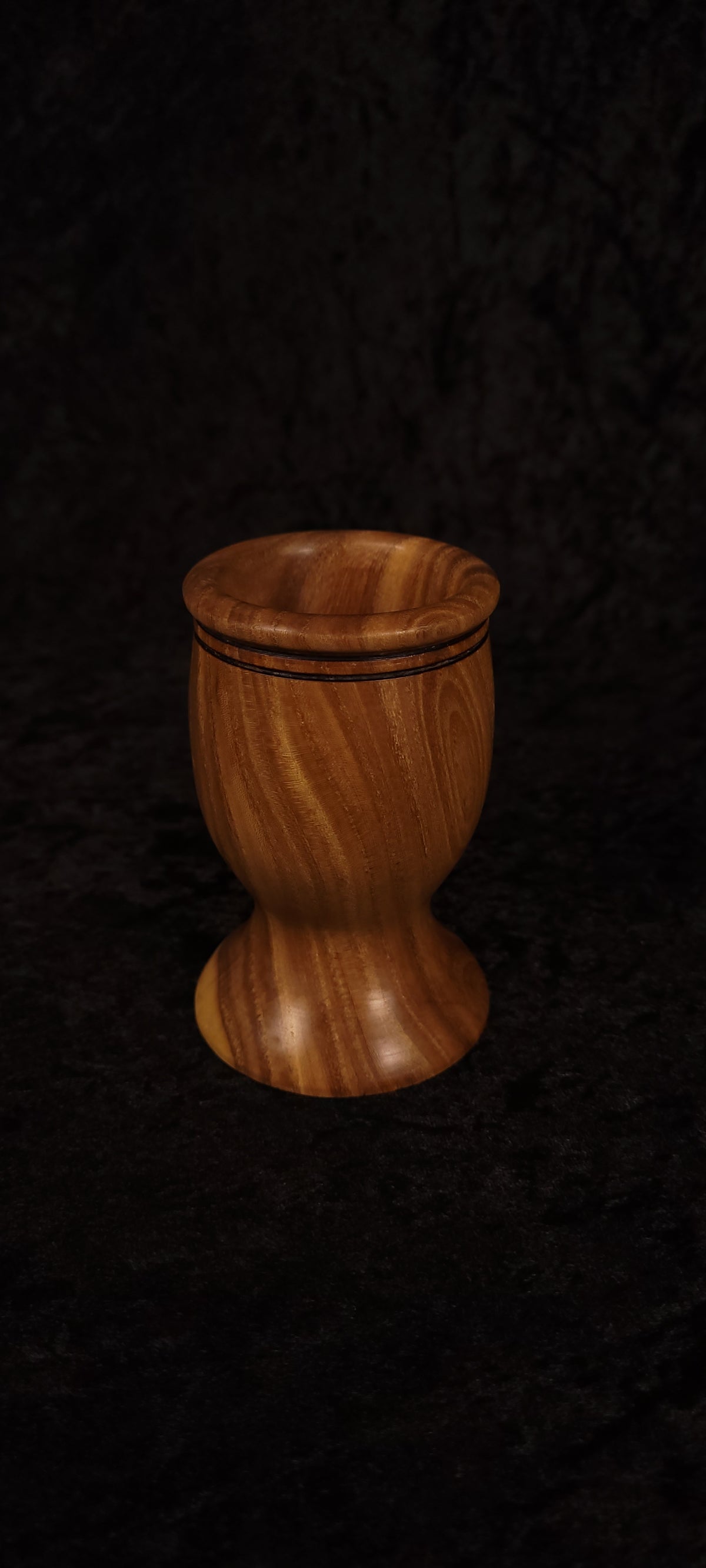 Elm wood toothpick holder side view