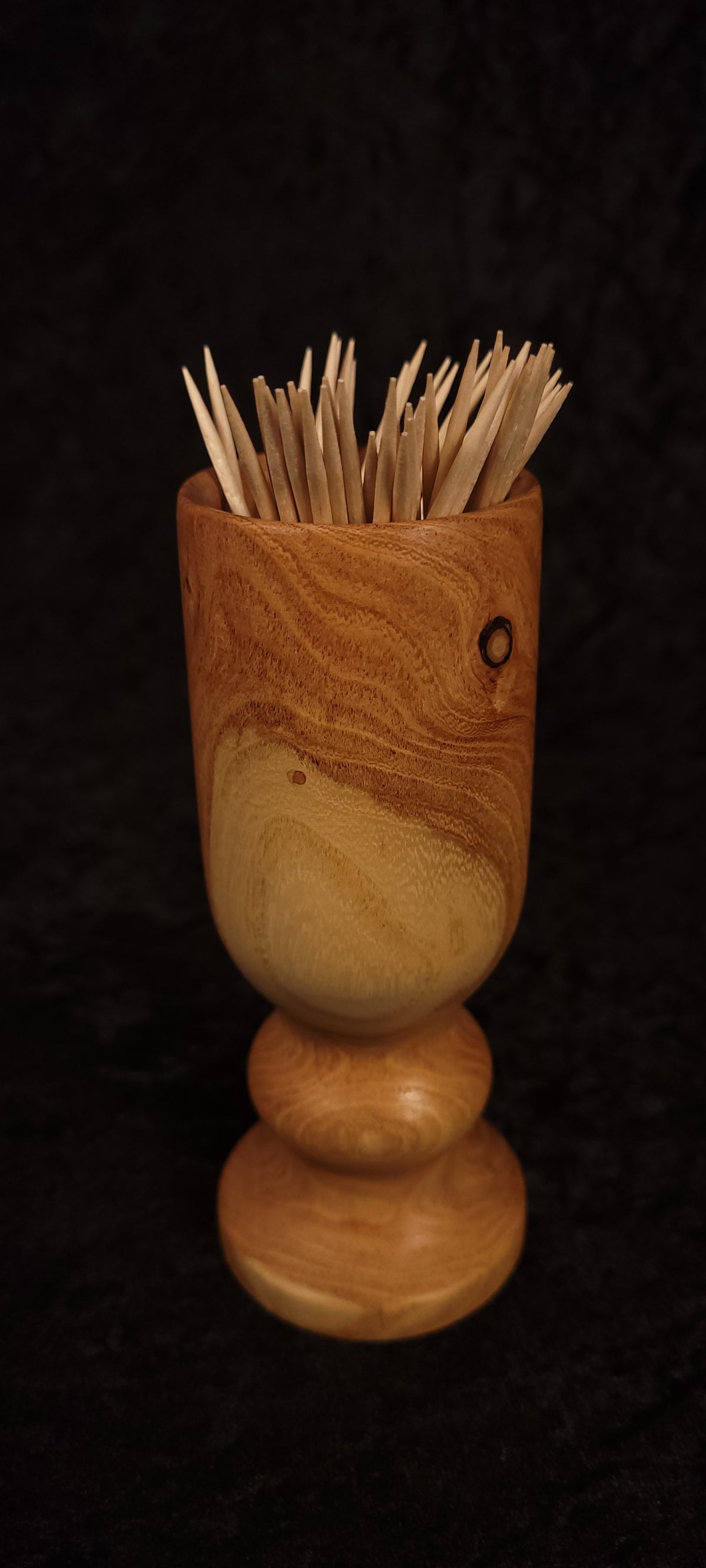 Locust wood toothpick holder alternate angle