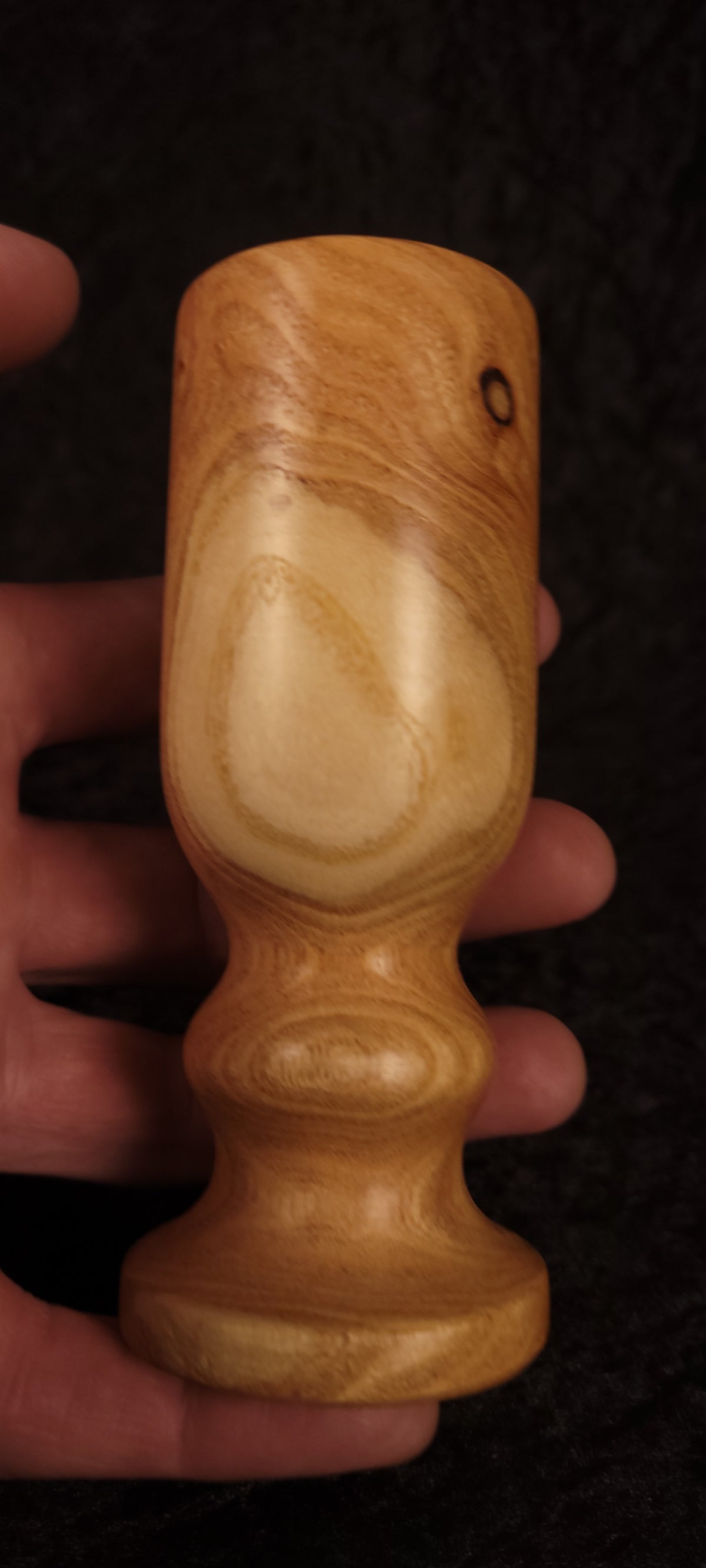 Locust wood toothpick holder side view showing two-tone sapwood