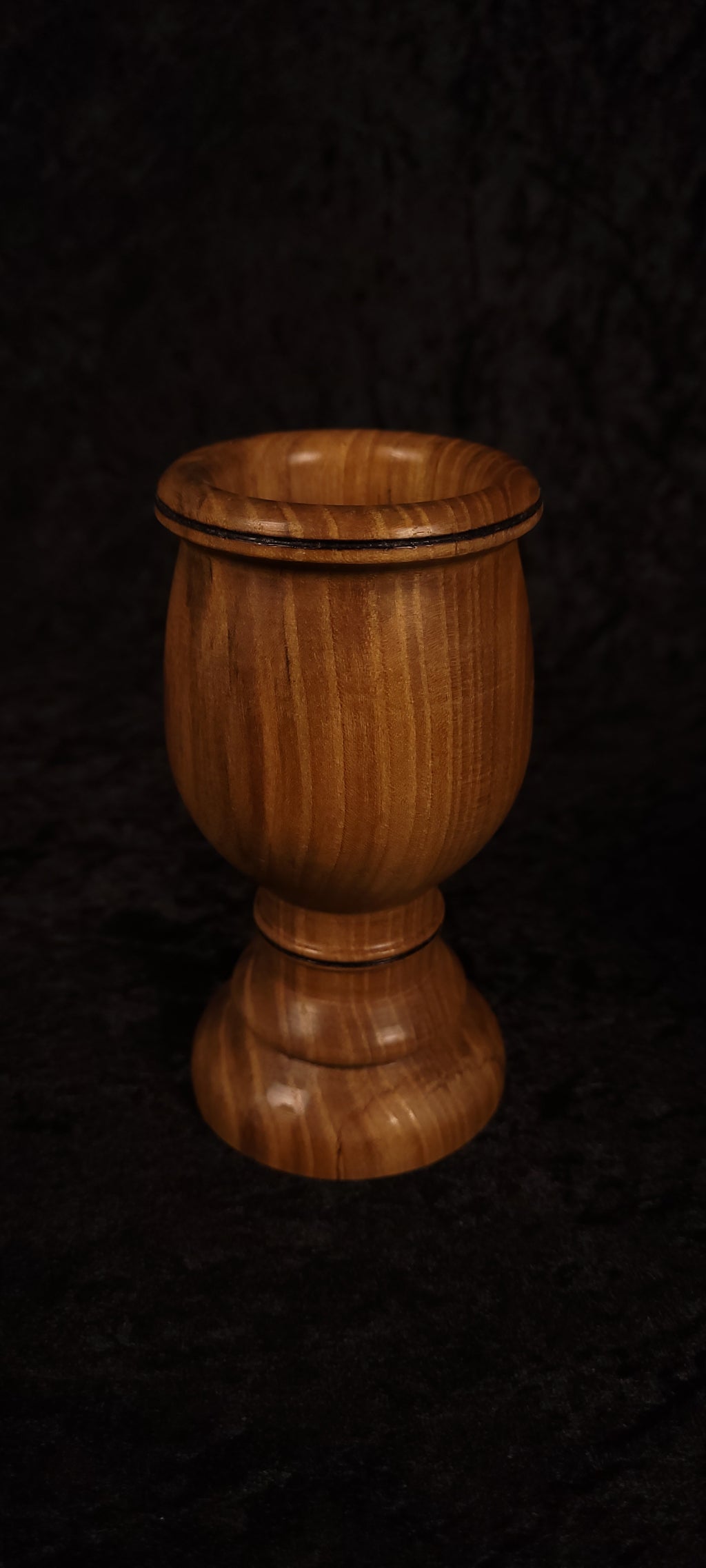 Elm wood toothpick holder side view showing burn line accent