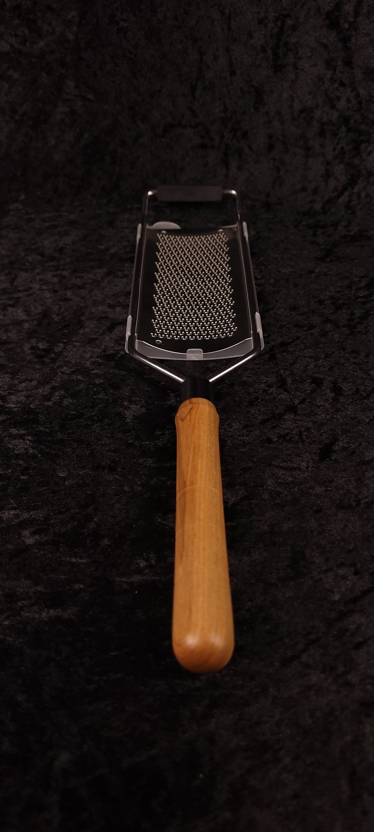 Curly maple rasp grater without guard, alternate angle