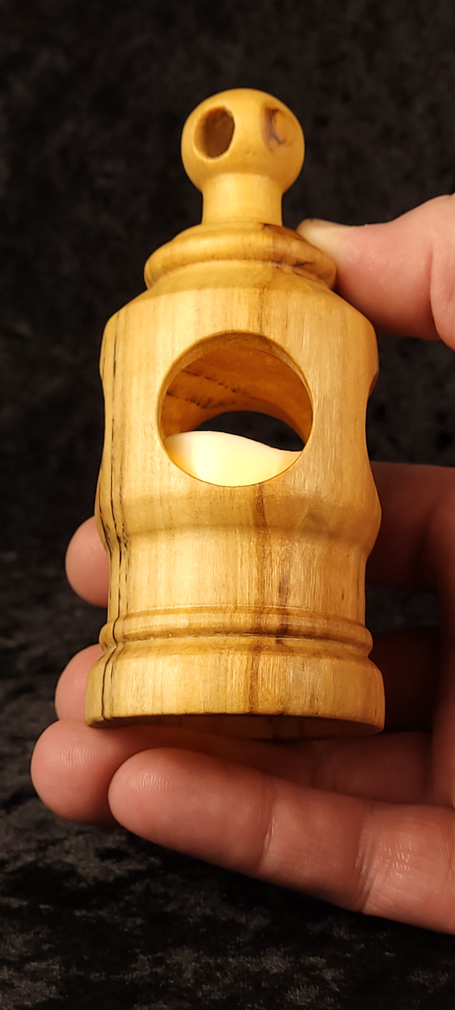 Cottonwood lantern unlit showing natural spalting - alternate front view