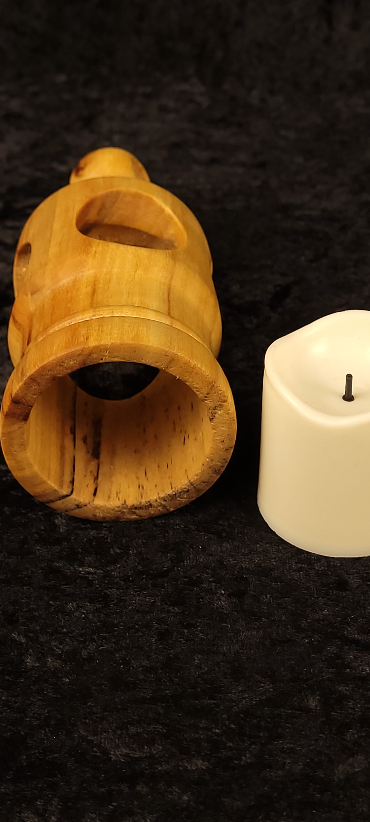 Cottonwood lantern unlit showing natural wood grain - second alternate view