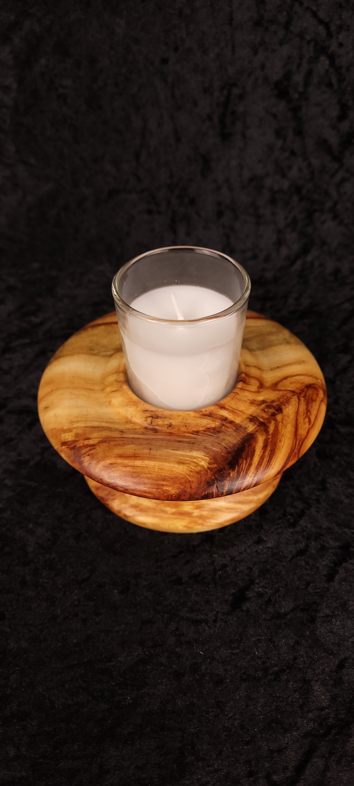 Handcrafted Aspen Candle Holder No. 4 with glass votive insert, front view