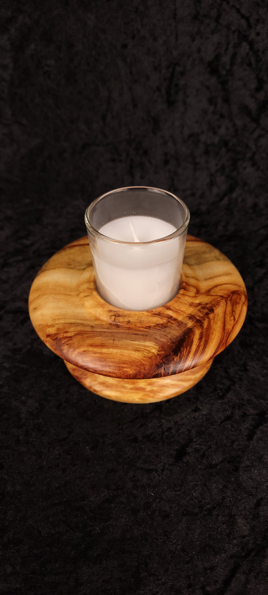 Handcrafted Aspen Candle Holder No. 4 with glass votive insert, front view