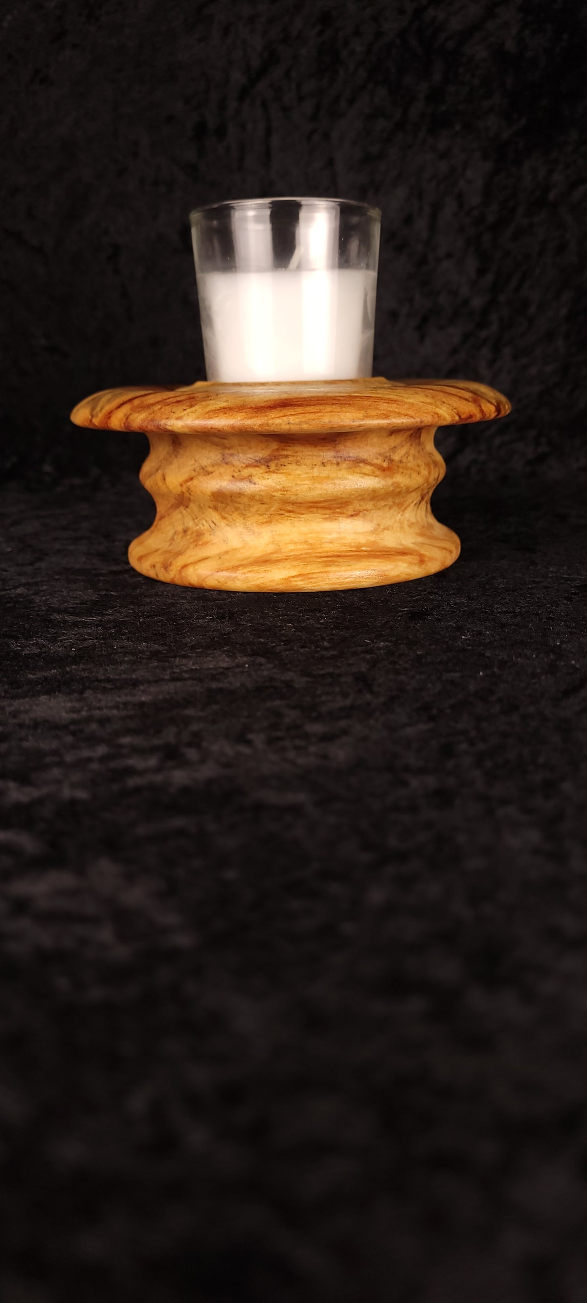 Handcrafted Aspen Candle Holder No. 4 top view with votive insert