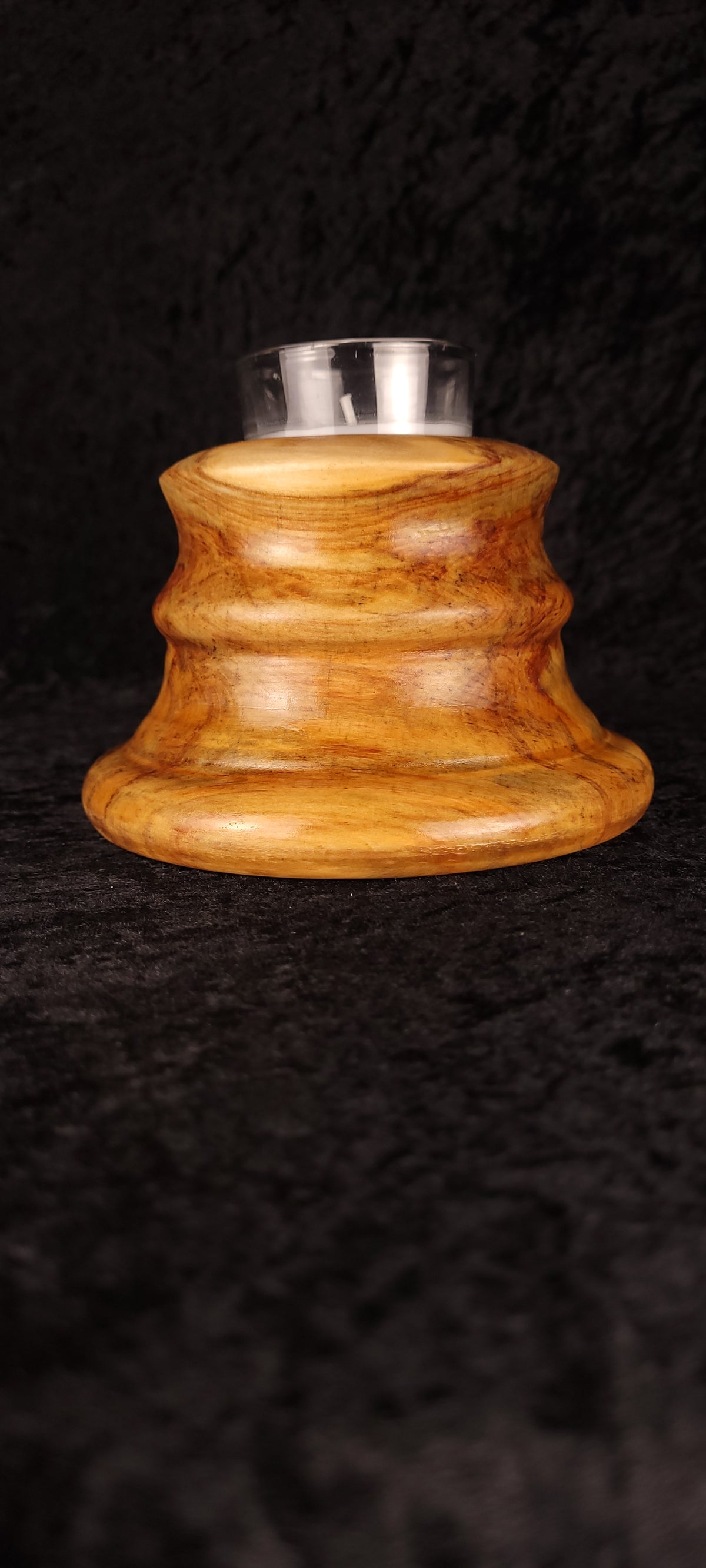 Handcrafted Aspen Candle Holder No. 5 with glass votive insert, front view