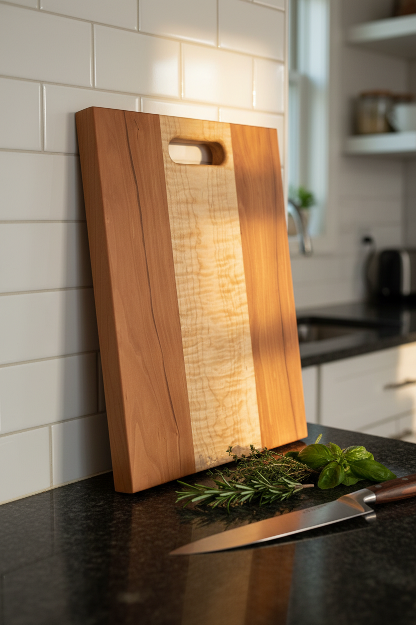 Cherry Curly Maple Board No.3 — Upright
