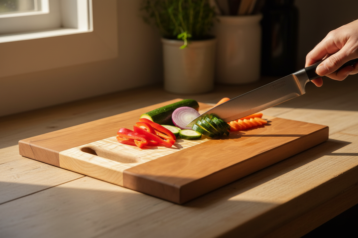 Cherry Curly Maple Board No.4 — In Use