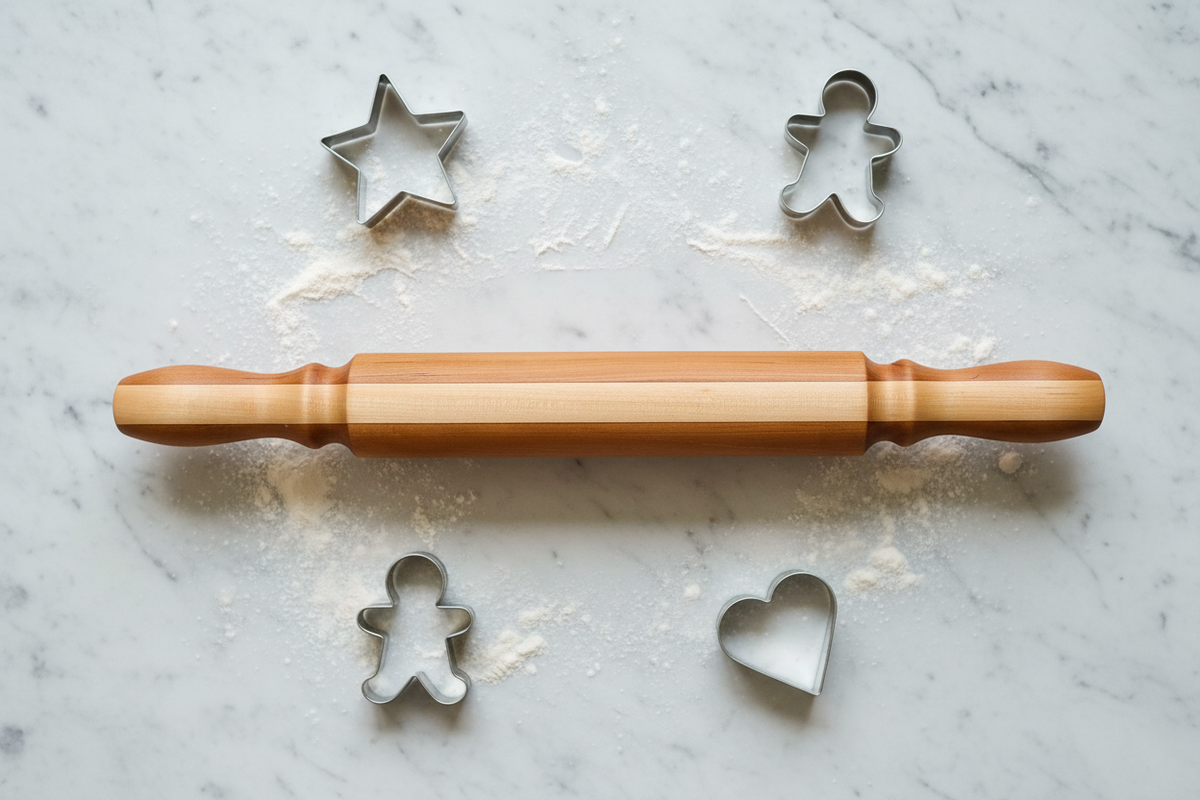 Cherry Maple Rolling Pin No.2 — Marble Flat Lay