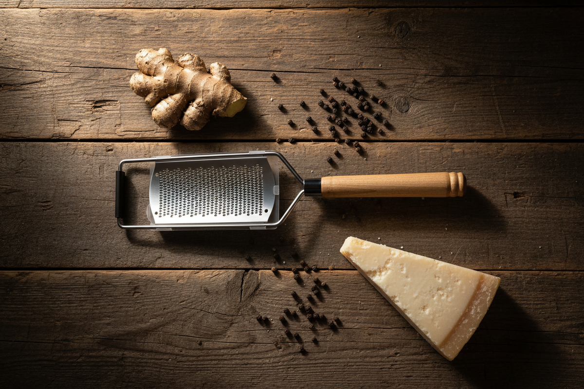Curly Maple Grater Flatlay