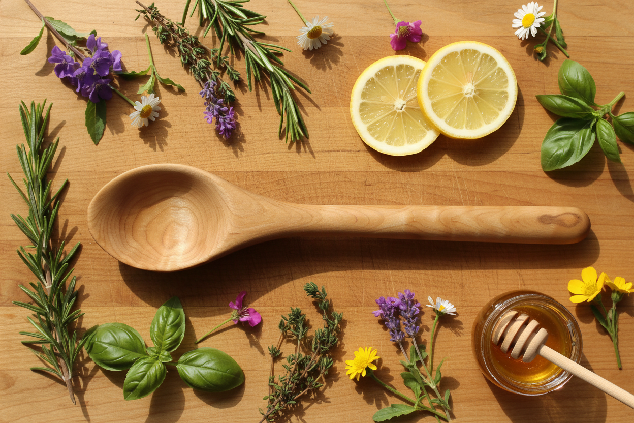 Curly Maple Spoon 2 Flatlay