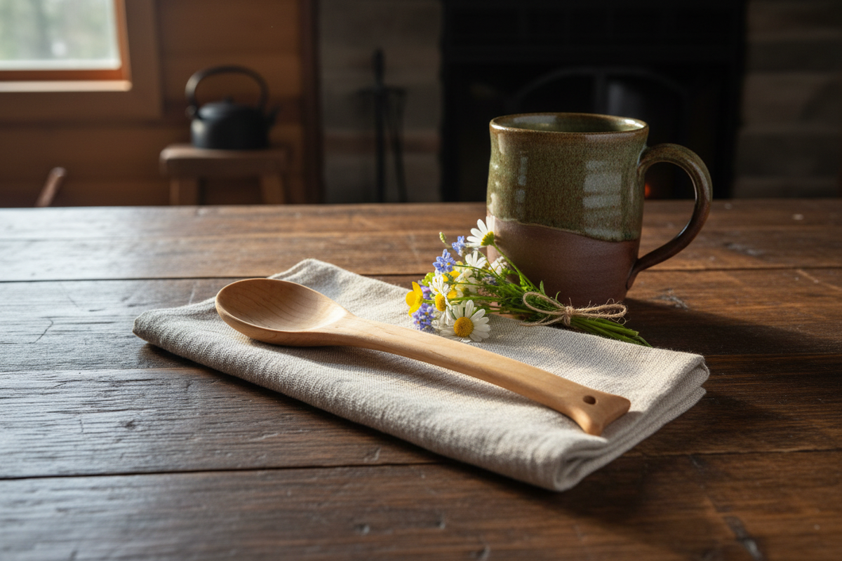 Curly Maple Spoon - Straight handle flat lay
