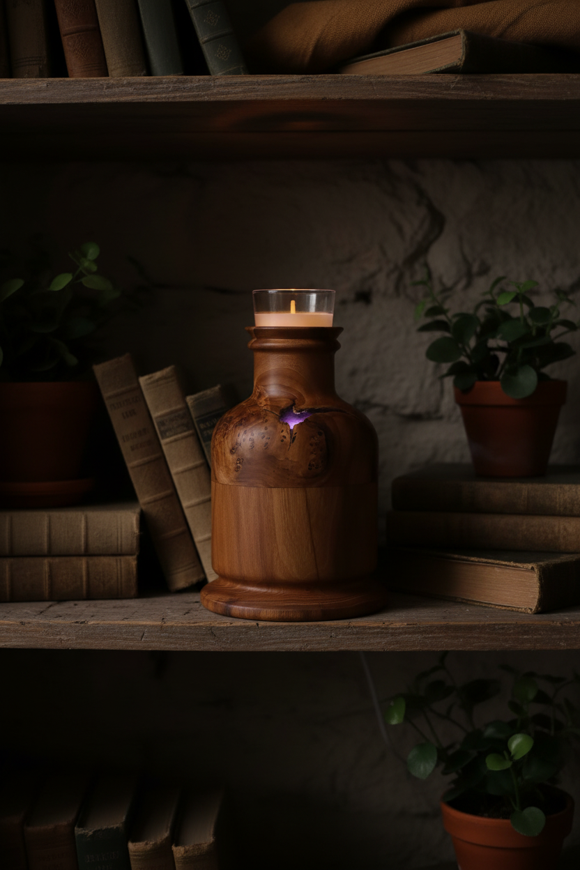 Elm Candle Lamp - Purple Glow Tall