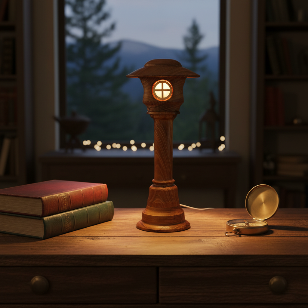 Elm fairy tower lamp desk amber