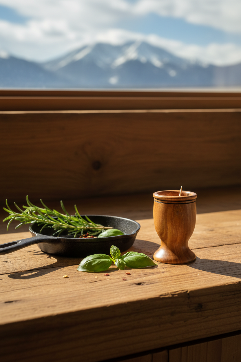 Elm Wood Toothpick Holder - Kitchen Counter