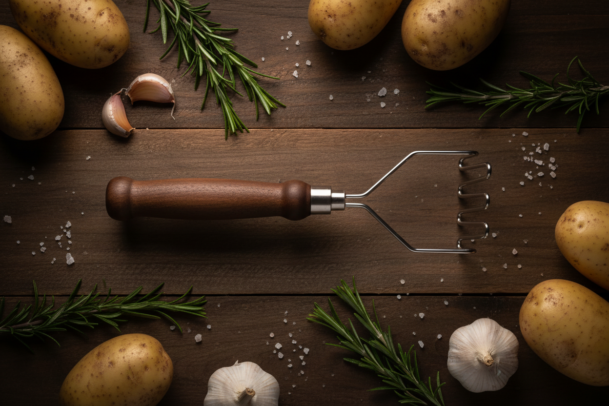 Figured Walnut Masher Flatlay