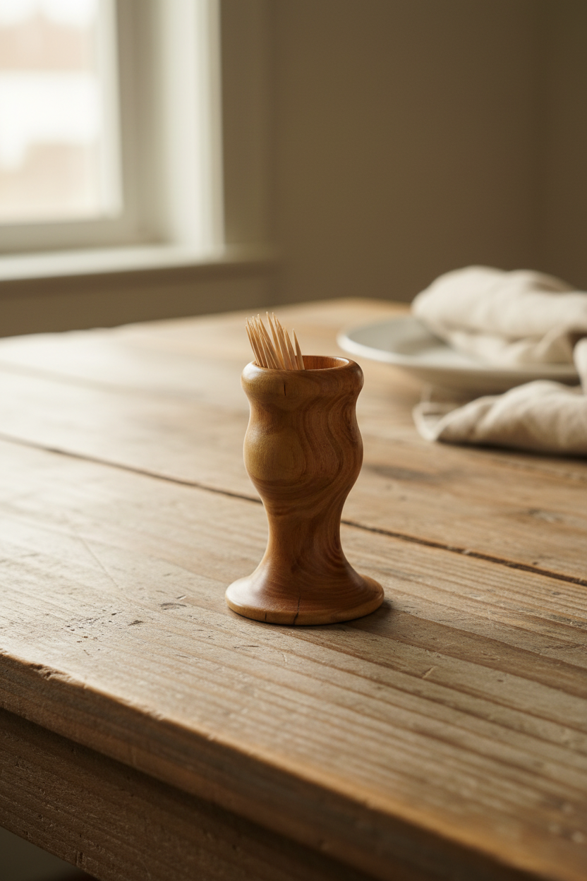 Locust Wood Toothpick Holder Lifestyle